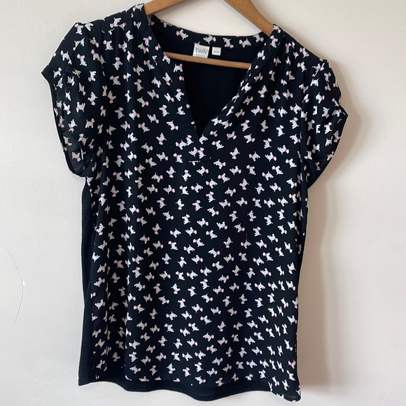 twik Tops - Twik Terrier dogs short sleeve V-neck blouse